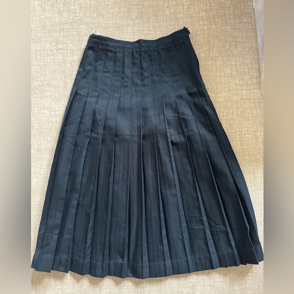 Lands' End classic Girls' solid navy blue pleated Skirt Ankle length
